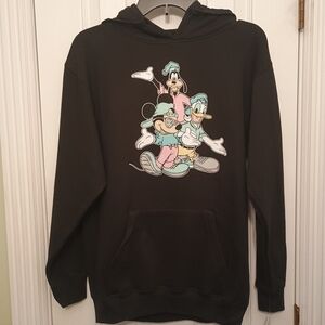 Disney Black Hoodie Mickey Donald Goofy